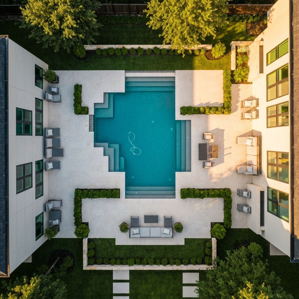 Crystal clear swimming pool in a Dallas backyard